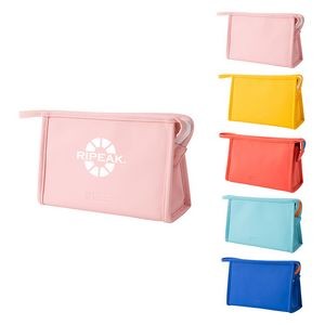 Water-Resistance PU Leather Zippered Toiletry Makeup Bag