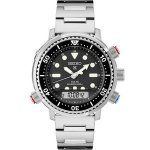 Seiko Prospex Diver's Stainless Steel Solar Analog-Digital Watch w/Black Dial