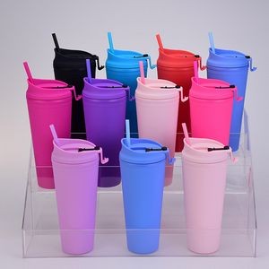 22oz Insulated plastic Water Bottle with Straw Lid