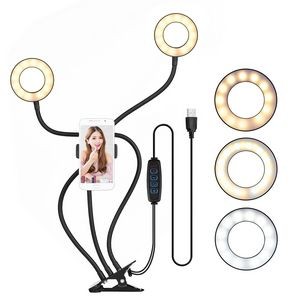 Dual Selfie Ring Light with Moible Phone & Webcam Holder