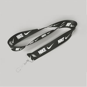 5/8" Black custom lanyard printed with company logo with Jay Hook attachment 0.625"