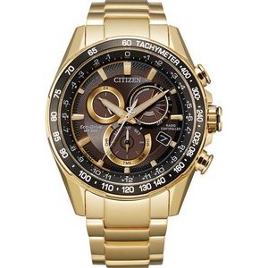 Citizen® Men's PCAT Gold-Tone Eco-Drive Watch w/Black Dial