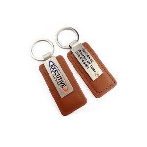 Gift Leather Keychain w/ Metal Plate