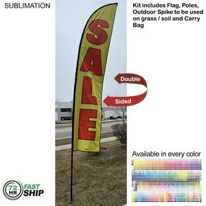 72 Hr Fast Ship - 15' Large Feather Flag Kit, Full Color Graphics Double Sided, Spike and Bag.