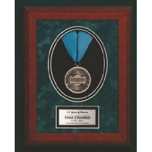 Rosewood Wood Frame Plaque w/ Oval Cut Matte Medal Display (10.5"x13.5")