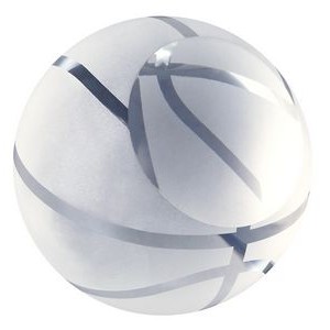 Etched Glass Basketball Paperweight Award