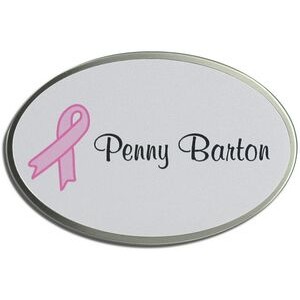 Sublimated Frosted Nickel Silver Oval Name Badge (1-11/16" x 2-9/16")