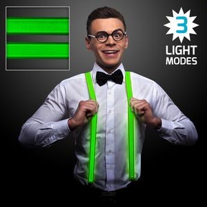 Light Up Green Suspenders w/Jade LEDs - BLANK