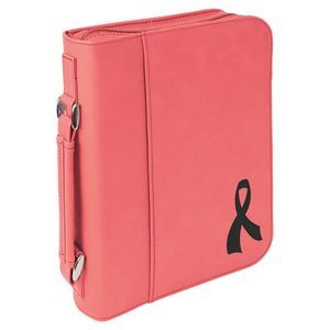 Book Cover with Handle & Zipper, Pink Faux Leather, 7 1/2" x 10 3/4"