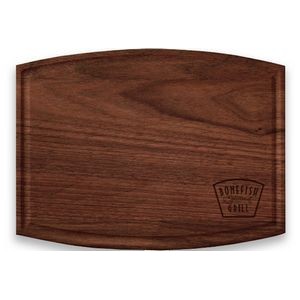 Reversible Thick Solid Walnut Cutting Board w/Arched Sides & Juice Groove (9"x12"x3/4")