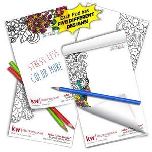 5 ½" x 8 ¼" Coloring Notepad w/ 5 Different Coloring Designs