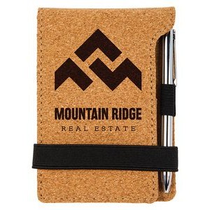 Cork Mini Notepad with Pen, Laserable