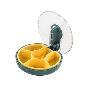 Round Four-compartment Pill Box with Cutter