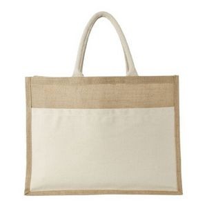 Bags: Cotton pocket jute tote bag