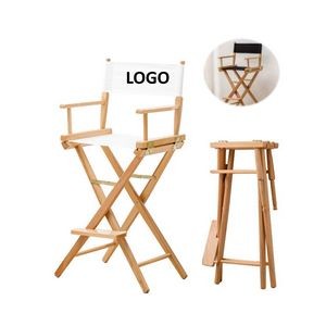 Foldable Table-Height Wood Makeup Director Chair