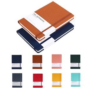 A5 hard leather business notebook with elastic band side
