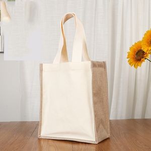 2 in 1 Canvas and Burlap Tote Bag