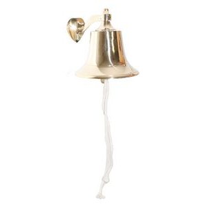 Solid Brass Hanging Bell w/Cotton Braided Rope- 6"