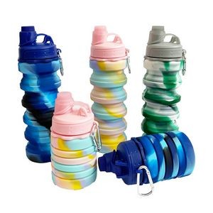 17 Oz. Rainbow Silicone Collapsible Sport Water Bottle