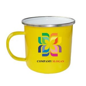 17oz Yellow Enamel Mug with Silver Rim