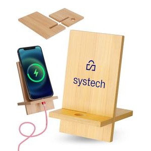 Union Printed - Detachable Phone Stand made with Genuine Bamboo - 1-Color Logo