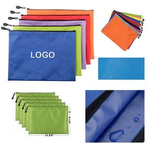Custom Waterproof Oxford Cloth Document Holder Bag Pencil Pouch With Zipper Closure 13 2/5"x9 2/5"