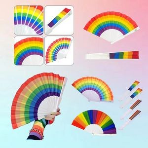 Rainbow LGBT+Q Foldable Handheld Fan - 16.5"