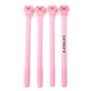 4 Face Plastic Cartoon Pink Piggy Gel Ink Pen
