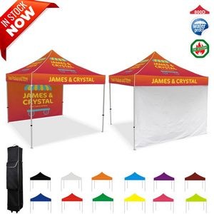 10ftx10ft Custom Printed Pop Up Tent Canopy W/ Single Side Back Wall