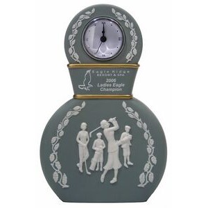 Decanter Clock/ Vase Trophy with Lady Golfer Relief