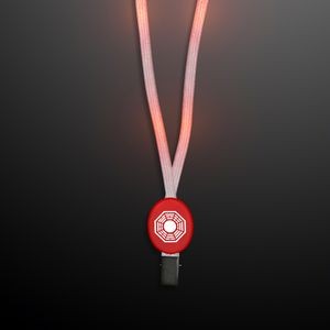 Flashing Lanyard w/ Imprintable Red Badge Clasp - Domestic Imprint
