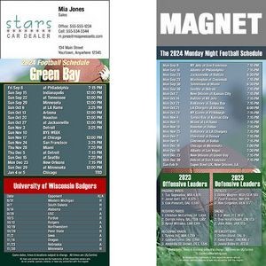 Green Bay Pro Football Schedule Magnet (3 1/2"x8 1/2")