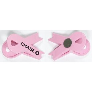 Jumbo Size Pink Ribbon Magnetic Memo Clip with Strong Grip