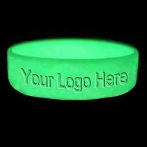 1" Glow-in-the-Dark Debossed Silicone Wristbands w/ Message