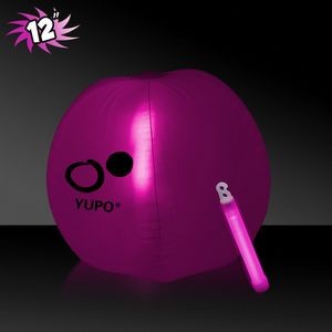 12" Inflatable Beach Ball w/Pink Light Stick