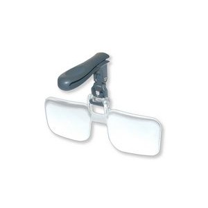 Set of clip-on, flip-up magnifying glasses