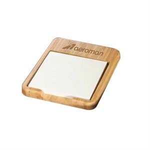 Bamboo Desk Note Holder w/3"x3" Note Pad