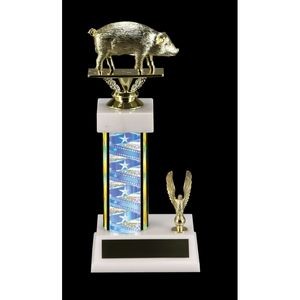 14" Silver Diamond Trophy w/Eagle on Base