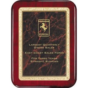 Rosewood Plaque, Rounded Rectangle, with Red Brass Engraving Plate, 9"x12"