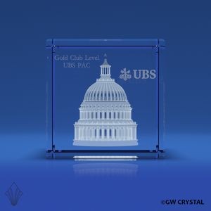 Straight Cut Crystal Cube Award (1" x 1" x 1")