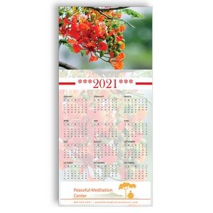 Z-Fold Personalized Greeting Calendar - Red Flowers