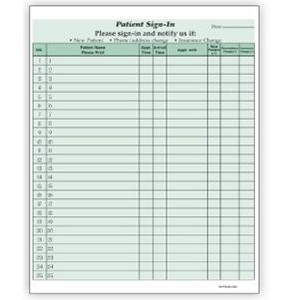 Confidential Patient Sign-In Forms - Green