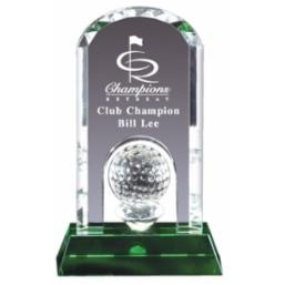 9" Crystal Dome Golf Award w/Green Base