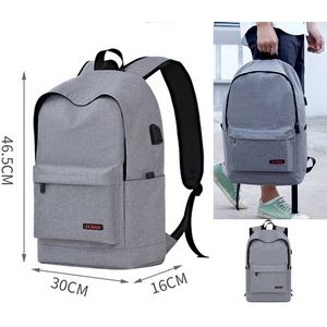 Size L Black Backpack Simple School Bag Middle School Backpack USB Backpack