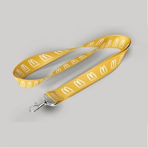 1" Yellow custom lanyard printed with company logo with Carabiner Hook attachment 1"
