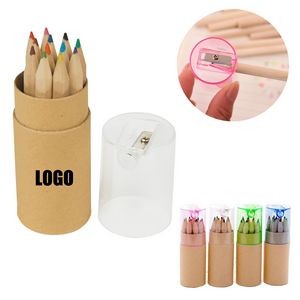 12 Pieces Short Colored Pencil Set With Sharpener