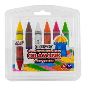 Plastic Crayons - 6 Dual Tip Colors, Triangular Shape (Case of 72)