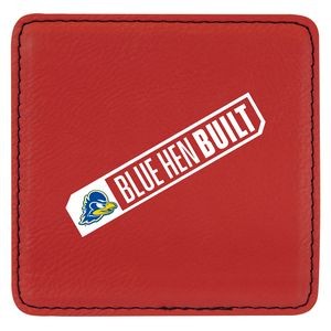 4" Square Red Laserable Leatherette Coaster