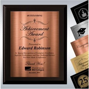 Black Matte Finish Wood Excellence Plaque , Employee Recognition Gift Award (10.5 x 13")