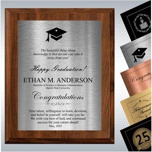 7" x 9" Cherry Finish Wood Excellence Plaque , Employee Recognition Gift Award